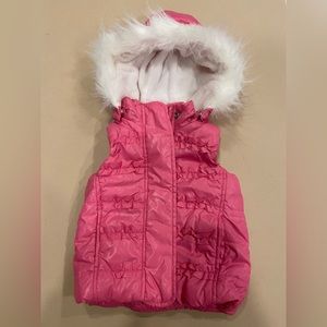 Baby girl vest hoodie faux fur sz 24 m month pink